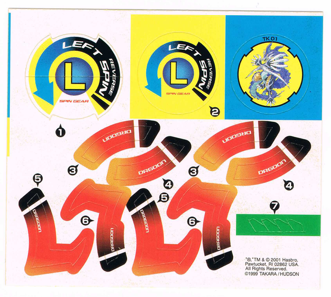 Stickers pre-cut pretagliati Adesivi Beyblade Dragoon S 